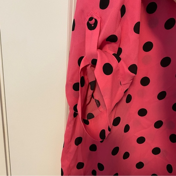 Torrid pink and black polka dot blouse size 2 - Picture 5 of 5